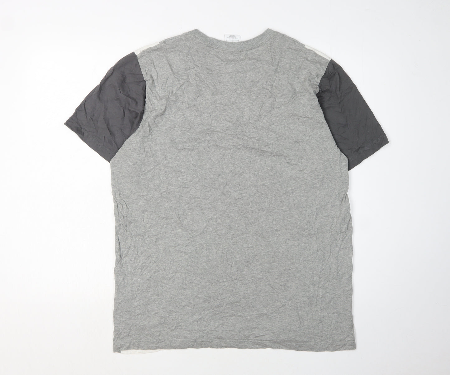 Nike Men's Grey Colourblock Logo T-Shirt - L