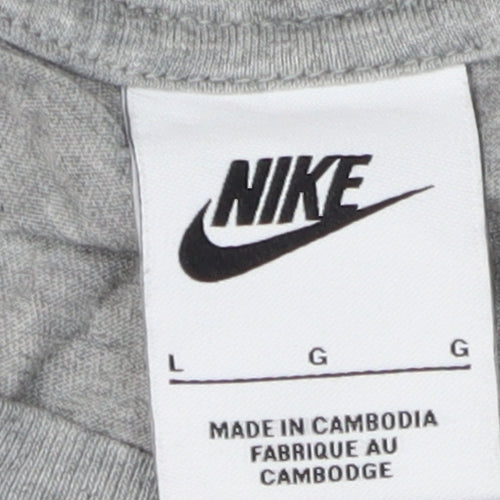 Nike Men's Grey Colourblock Logo T-Shirt - L