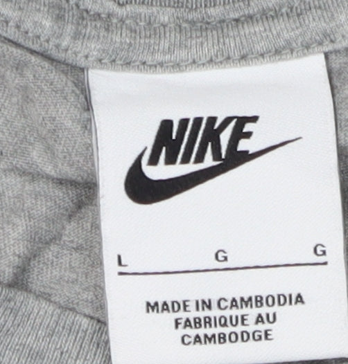 Nike Men's Grey Colourblock Logo T-Shirt - L