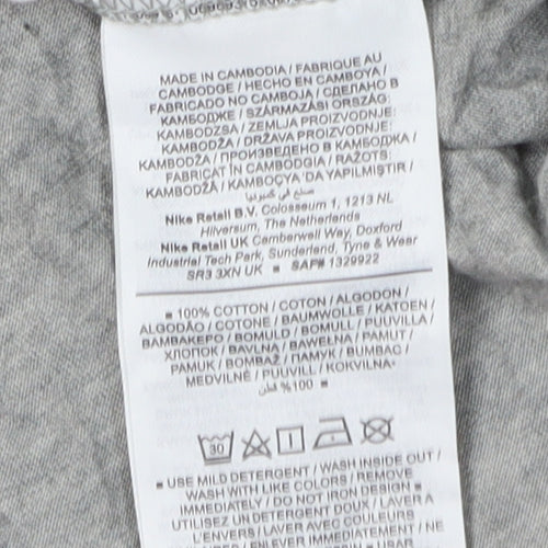 Nike Men's Grey Colourblock Logo T-Shirt - L