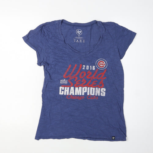 47 Women's Blue V-Neck T-Shirt, Medium, Casual Sportswear