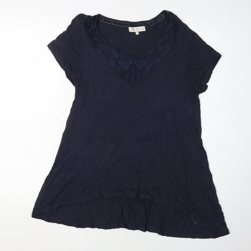RJR John Rocha Women's Blue V-Neck T-Shirt Size 12