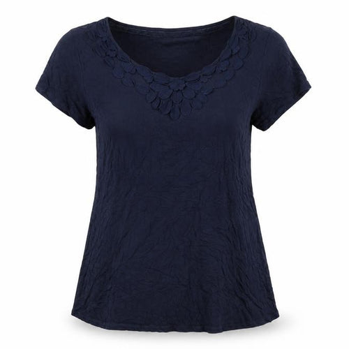 RJR John Rocha Women's Blue V-Neck T-Shirt Size 12
