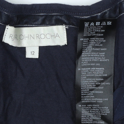 RJR John Rocha Women's Blue V-Neck T-Shirt Size 12