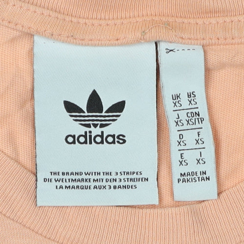 Adidas Women's Pink Cotton T-Shirt XS Raglan Sleeve