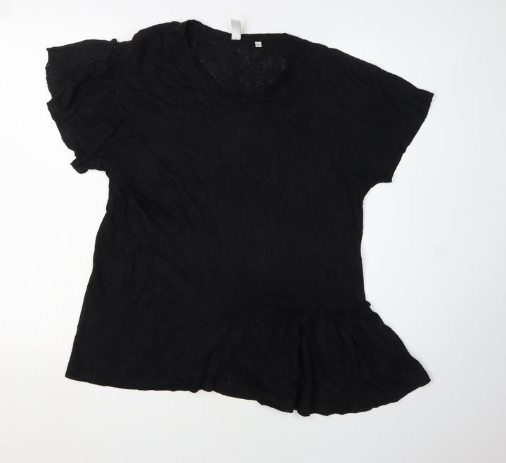 And/Or Women's Black Linen Casual Top, Size 12
