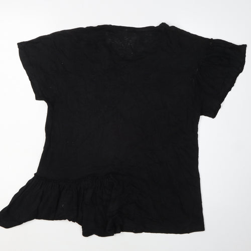 And/Or Women's Black Linen Casual Top, Size 12