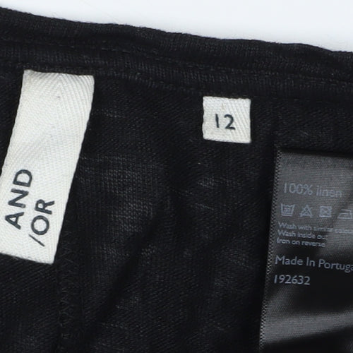 And/Or Women's Black Linen Casual Top, Size 12