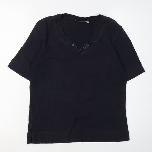CC Women's Black V-Neck Button T-Shirt - Size S