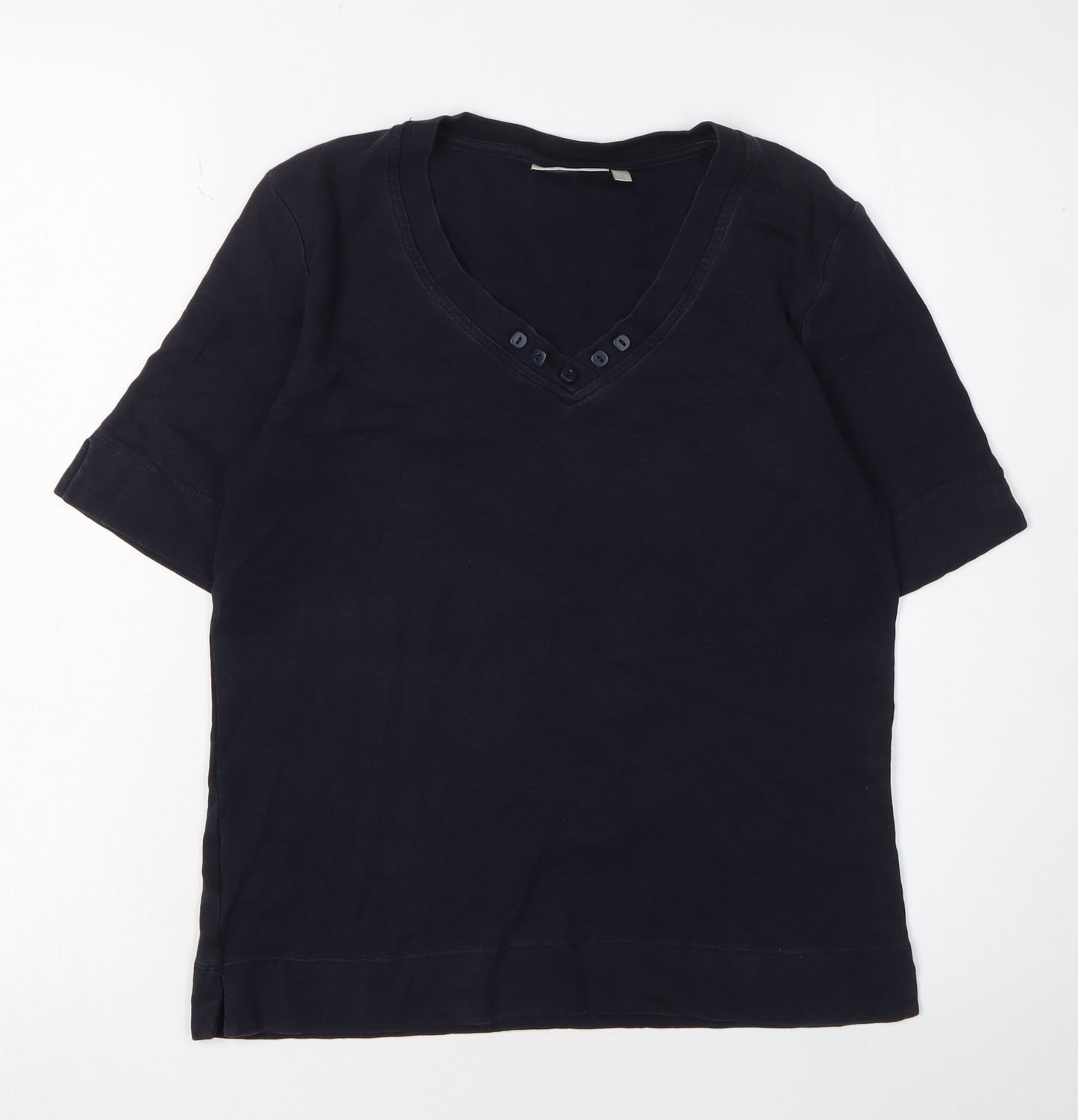 CC Women's Black V-Neck Button T-Shirt - Size S