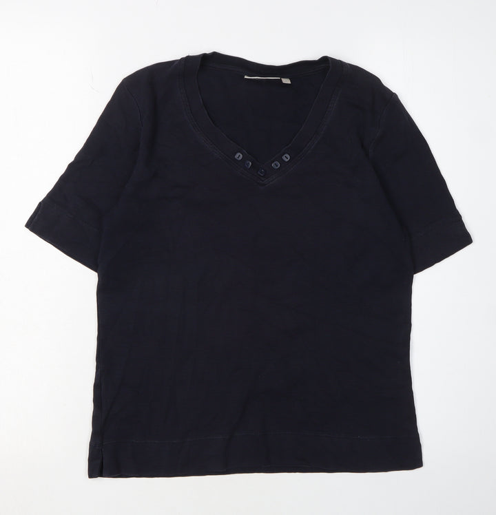 CC Women's Black V-Neck Button T-Shirt - Size S