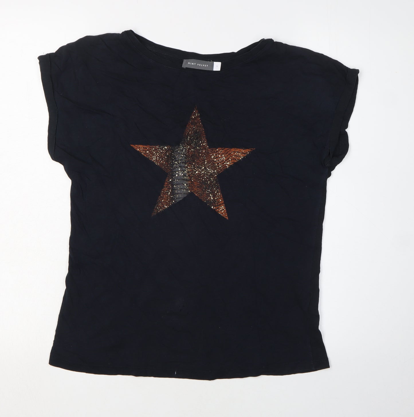 Mint Velvet Women's Black Star Sequin Short Sleeve T-Shirt