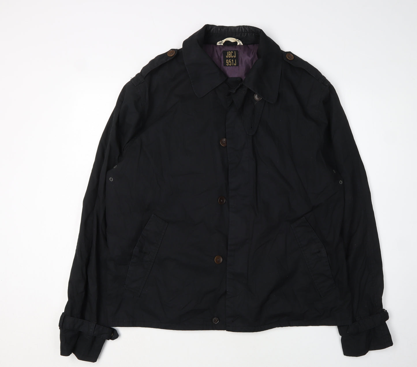 JBCJ Men's Black XL Trench Coat, Cotton Shell