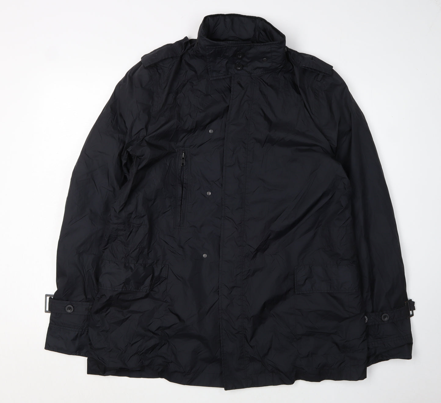 Reiss Men's Black Nylon Overcoat Jacket L