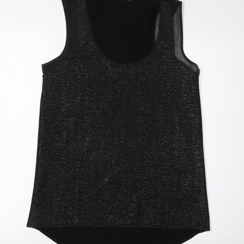 Oasis Women's Black Tank Top Size S Scoop Neck Viscose
