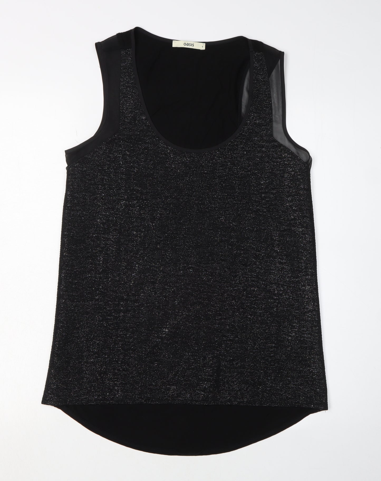 Oasis Women's Black Tank Top Size S Scoop Neck Viscose