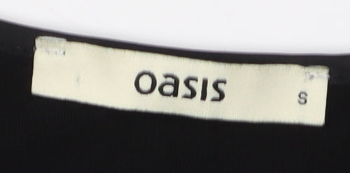 Oasis Women's Black Tank Top Size S Scoop Neck Viscose