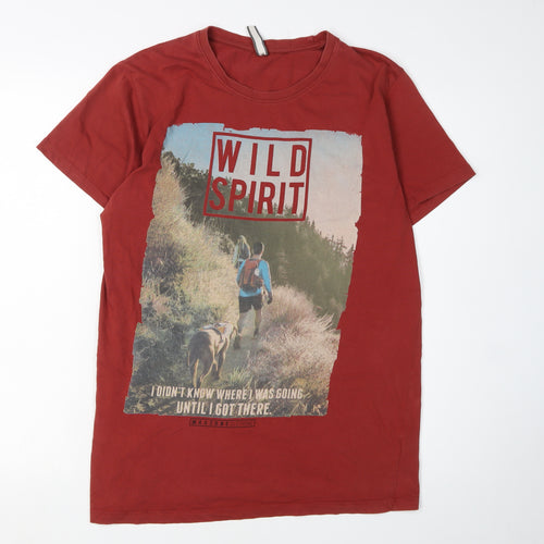 Maxzone Men's Red Nature Graphic T-Shirt L Regular Fit