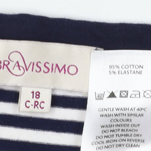 Bravissimo Women's 3/4 Sleeve Striped T-Shirt 18