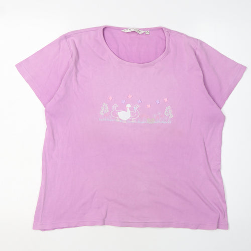 EWM Women's Pink M Basic Cotton T-Shirt