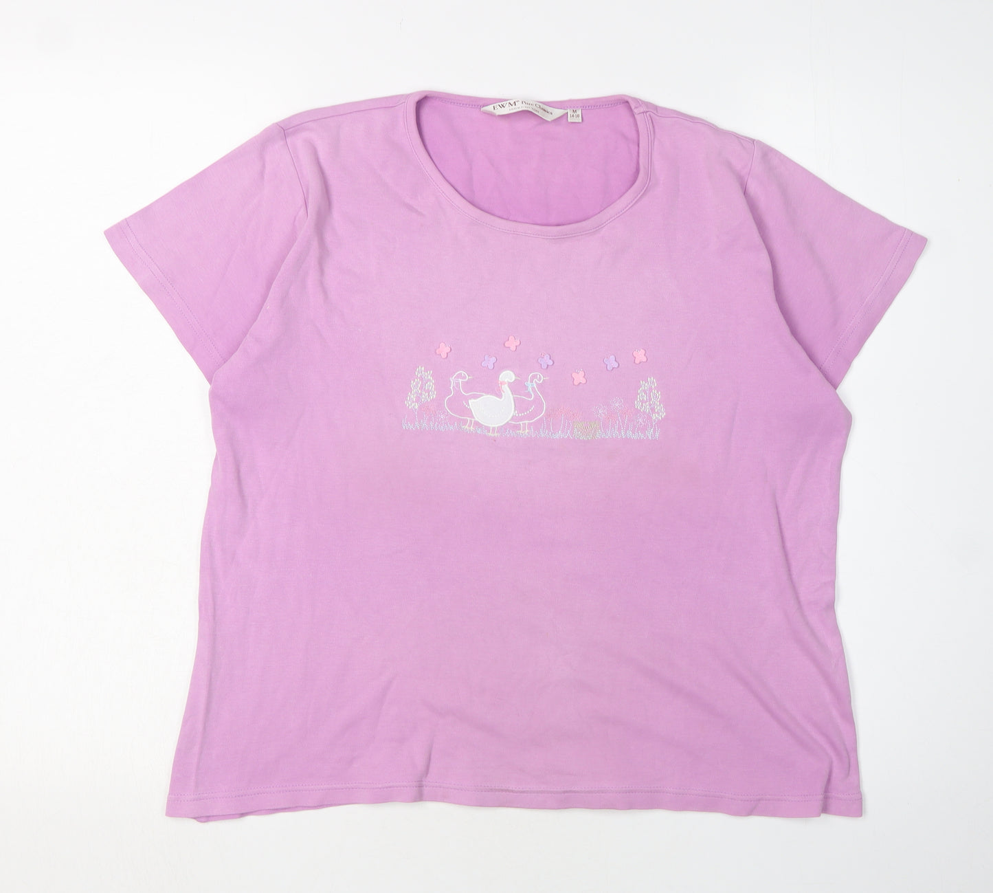 EWM Women's Pink M Basic Cotton T-Shirt