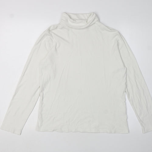 ISLE Women's White Roll Neck Long Sleeve Top