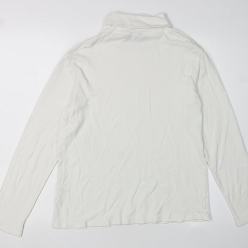 ISLE Women's White Roll Neck Long Sleeve Top