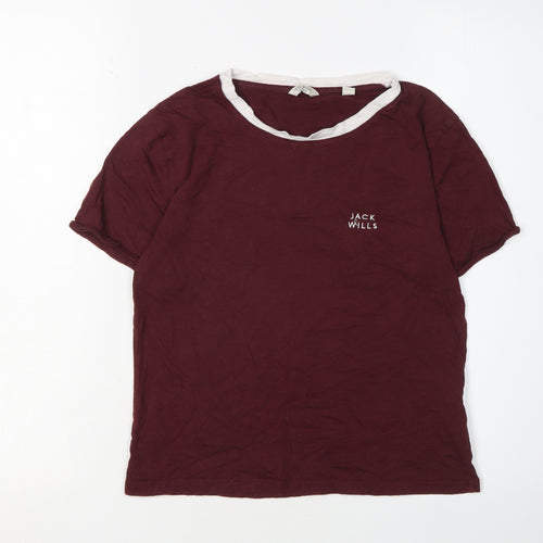 Jack Wills Women's Red Ringer T-Shirt Size 12