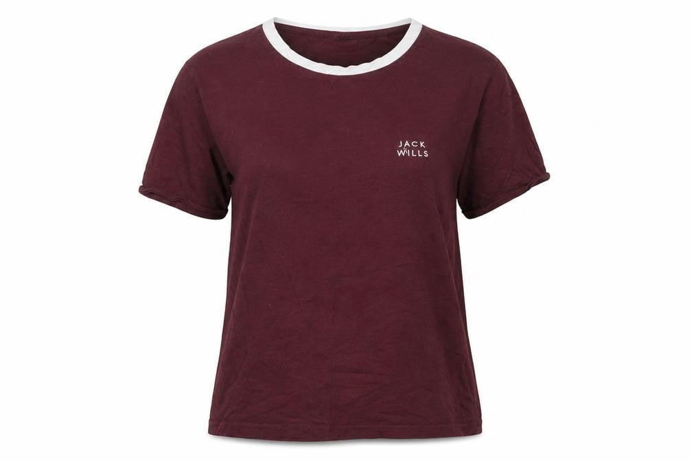 Front view of Jack Wills Women's Red Ringer T-Shirt, size 12