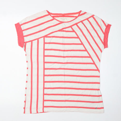 Gerry Weber Women's Striped T-Shirt, Size 12, Casual, Ivory/Pink