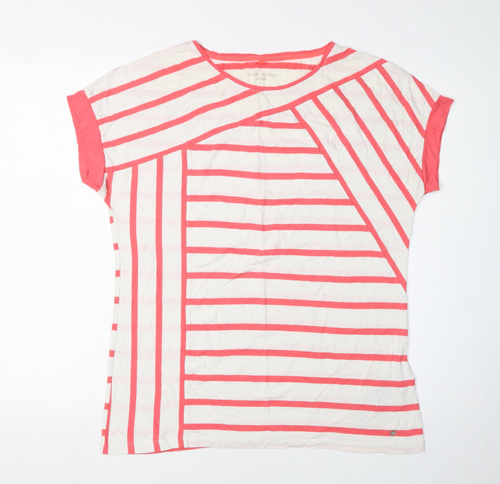 Gerry Weber Women's Striped T-Shirt, Size 12, Casual, Ivory/Pink