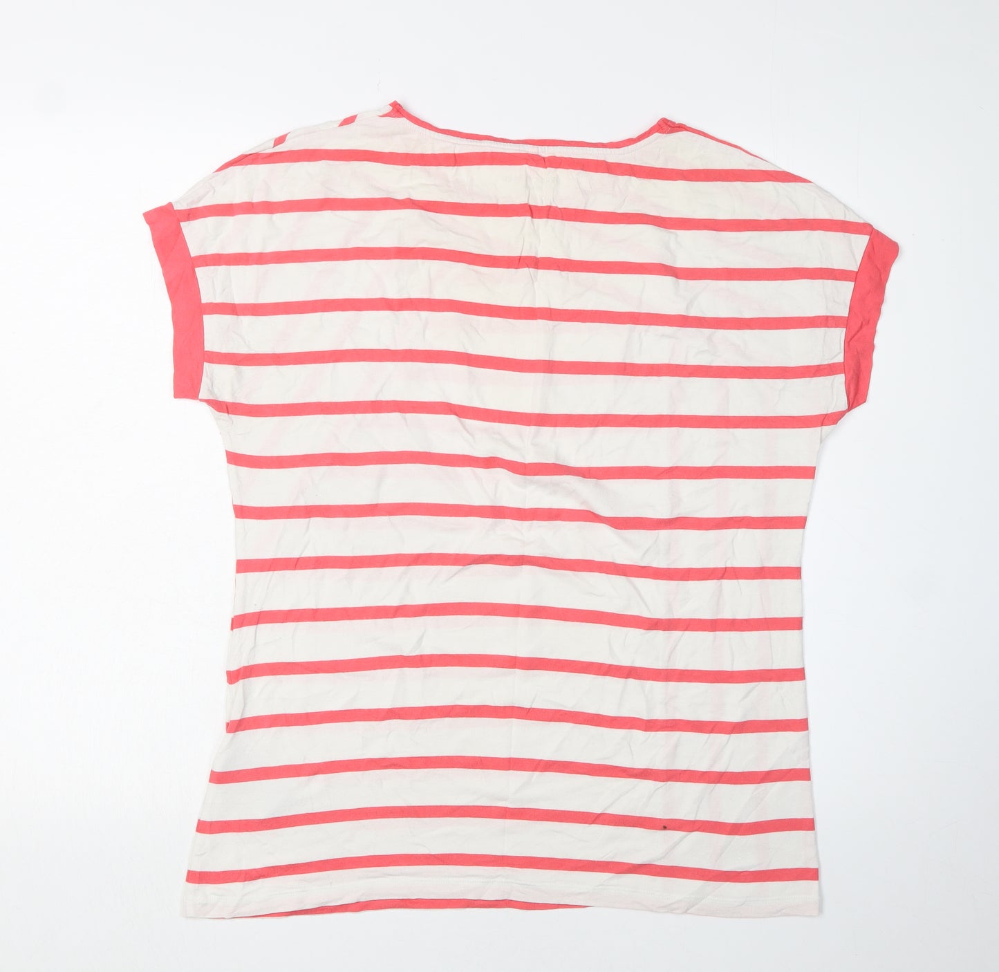 Gerry Weber Women's Striped T-Shirt, Size 12, Casual, Ivory/Pink