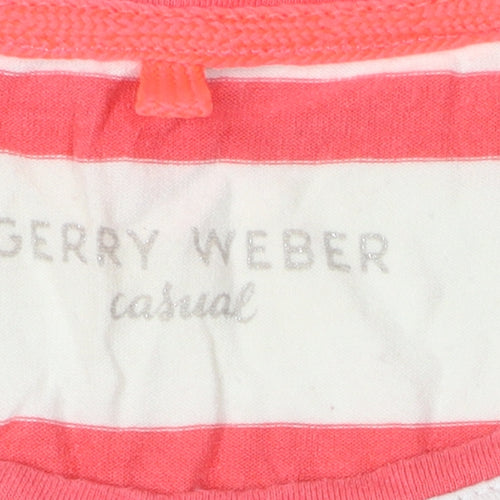 Gerry Weber Women's Striped T-Shirt, Size 12, Casual, Ivory/Pink