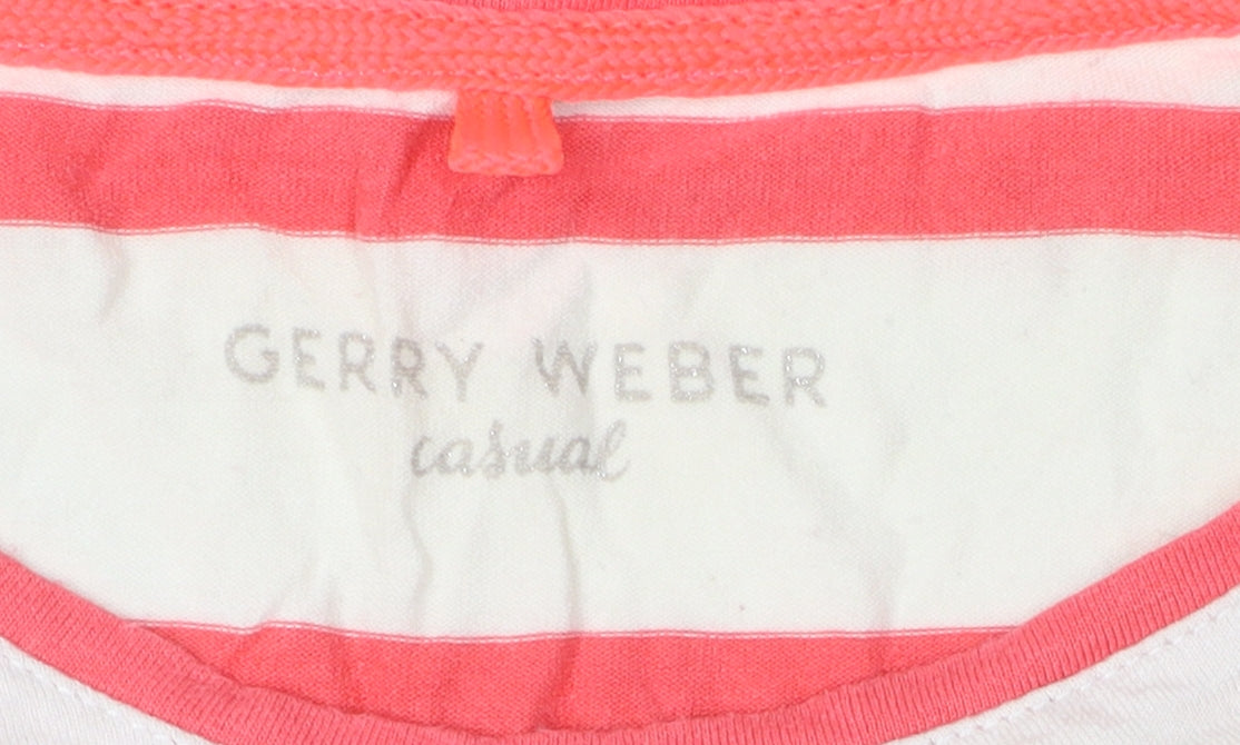 Gerry Weber Women's Striped T-Shirt, Size 12, Casual, Ivory/Pink