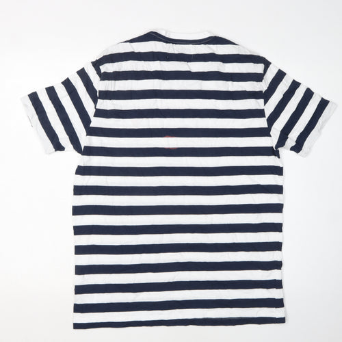 Penguin Men's Blue & White Striped T-Shirt, Size L