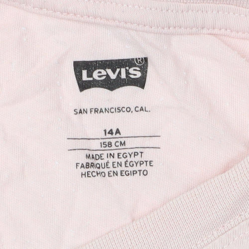 Levi's Girls Pink Logo T-Shirt, Size 14 Plus, Short Sleeve