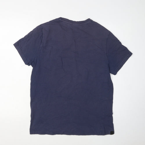 Crafted Men's Blue Graphic Art T-Shirt L