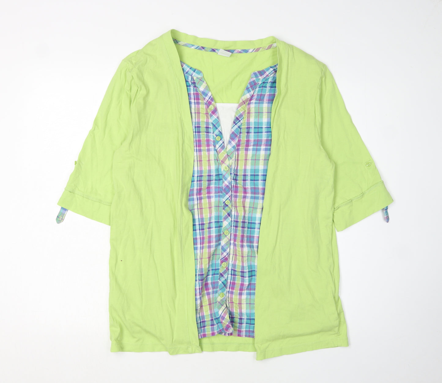 Cotton Traders Women's Green Button-Up Top Size 18