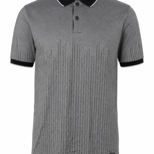 Calvin Klein Men's Grey Striped Polo Shirt Size S