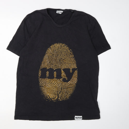 mytees Men's Black Graphic Print Cotton T-Shirt M