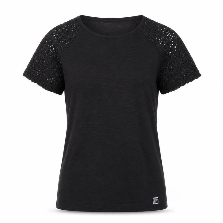 Superdry Women's Black Crochet T-Shirt, Size 8