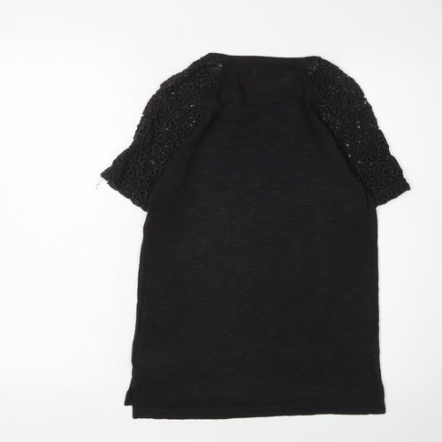 Superdry Women's Black Crochet T-Shirt, Size 8