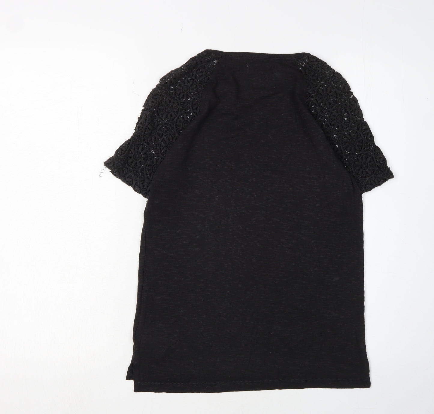 Superdry Women's Black Crochet T-Shirt, Size 8