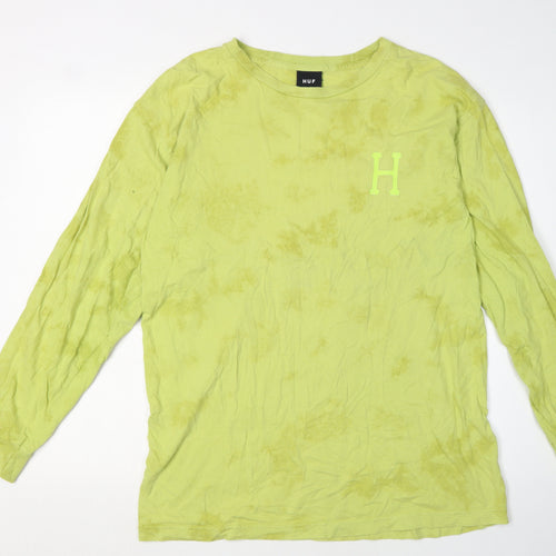 HUF Men's Green Long Sleeve Logo T-Shirt Size L