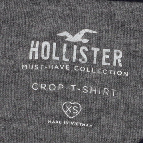 Hollister Womens Grey Cropped T-Shirt XS Casual