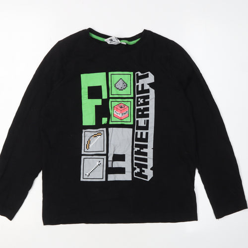 Boys's Minecraft T-Shirt Black Long Sleeve 10-11 Years