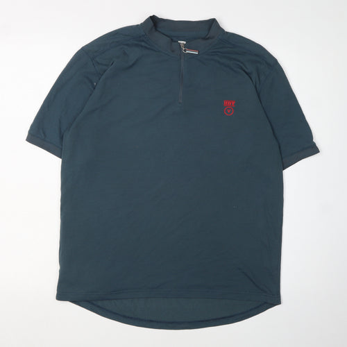 HOY Men's Blue L Polo Shirt 1/4 Zip Short Sleeve
