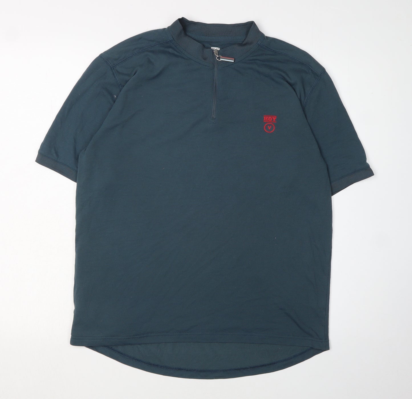 HOY Men's Blue L Polo Shirt 1/4 Zip Short Sleeve
