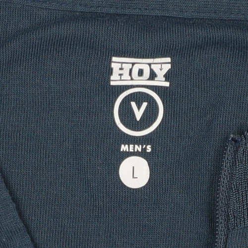 HOY Men's Blue L Polo Shirt 1/4 Zip Short Sleeve