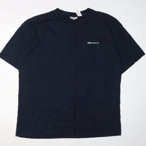 Reebok Men's Blue Cotton Crew Neck Logo T-Shirt XLT